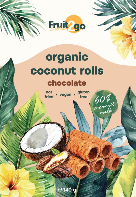 Rulouri din nucă de cocos cu ciocolată - organic